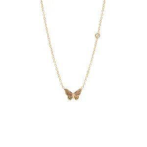 14K Gold Itty BItty Centered Butterfly Necklace