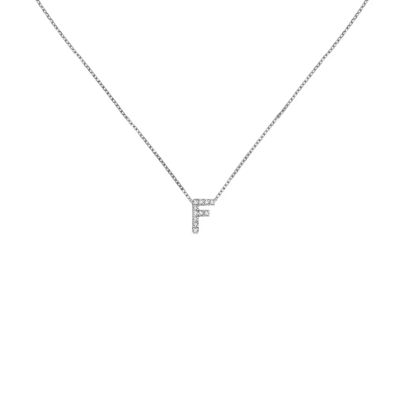 18k Gold Initial Letter "F" Diamond Pendant