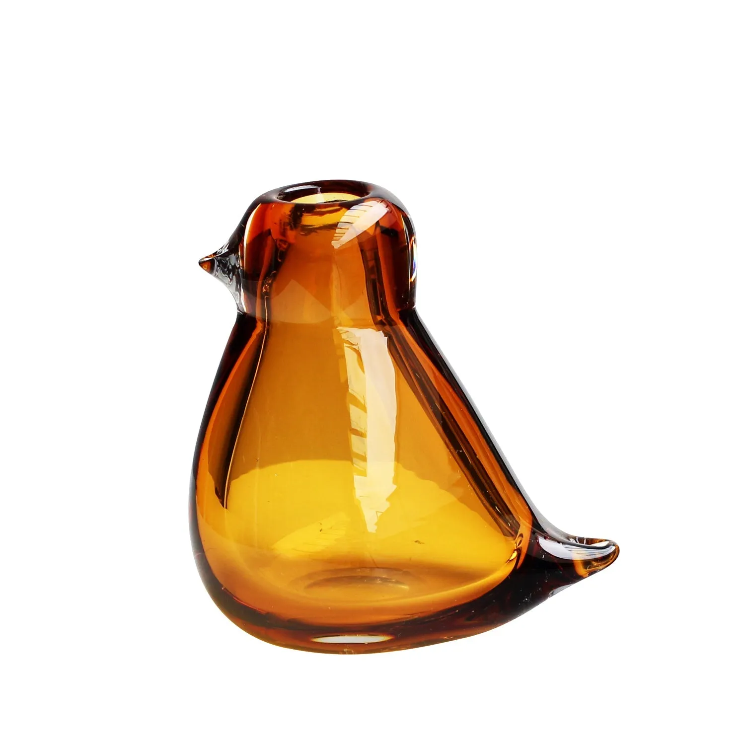 Bird Amber Yellow - Vase - 6 x 5 x 4 in - Mouthblown Vase - Whimsical Design - Accent Piece