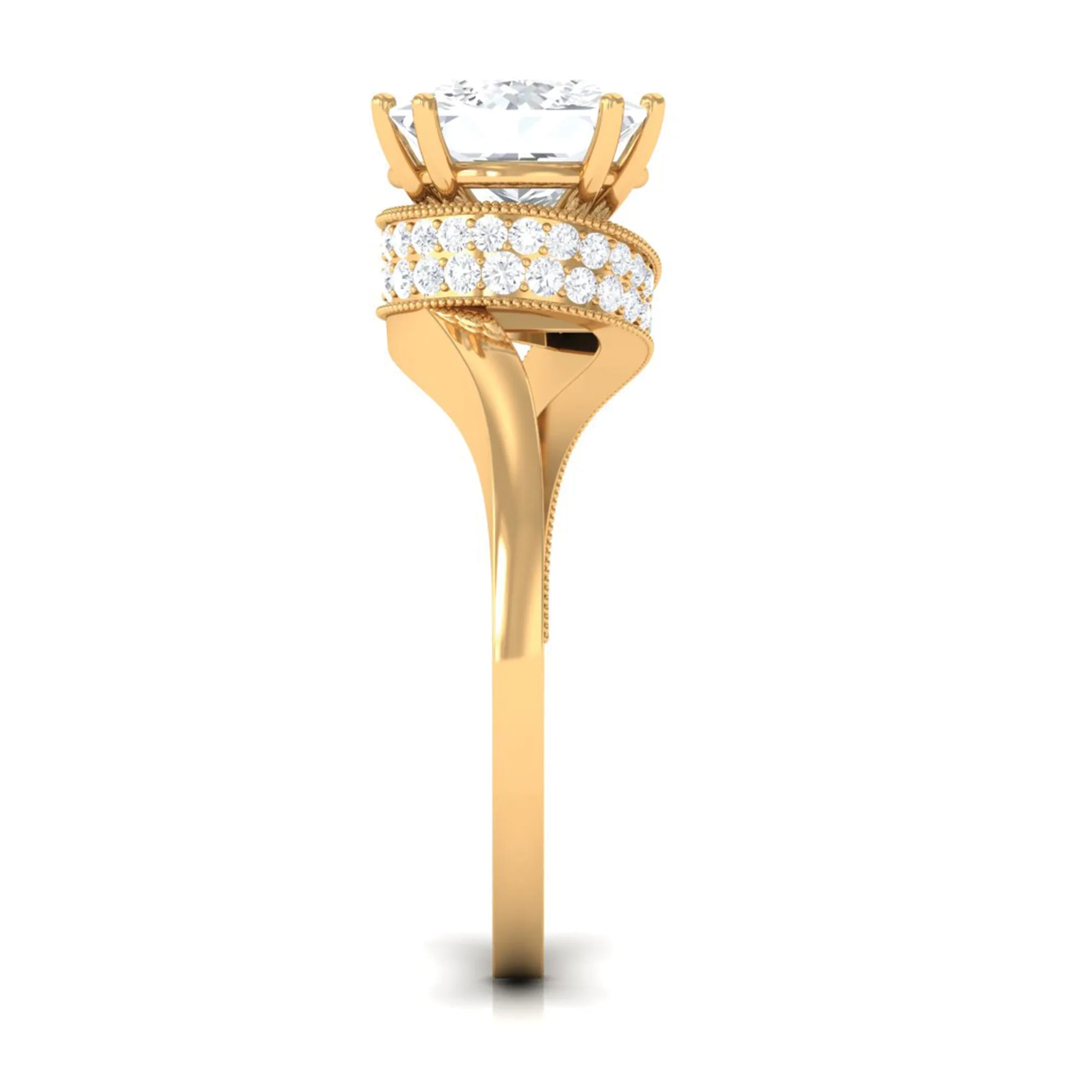 Designer Solitaire Cubic Zirconia Bypass Engagement Ring