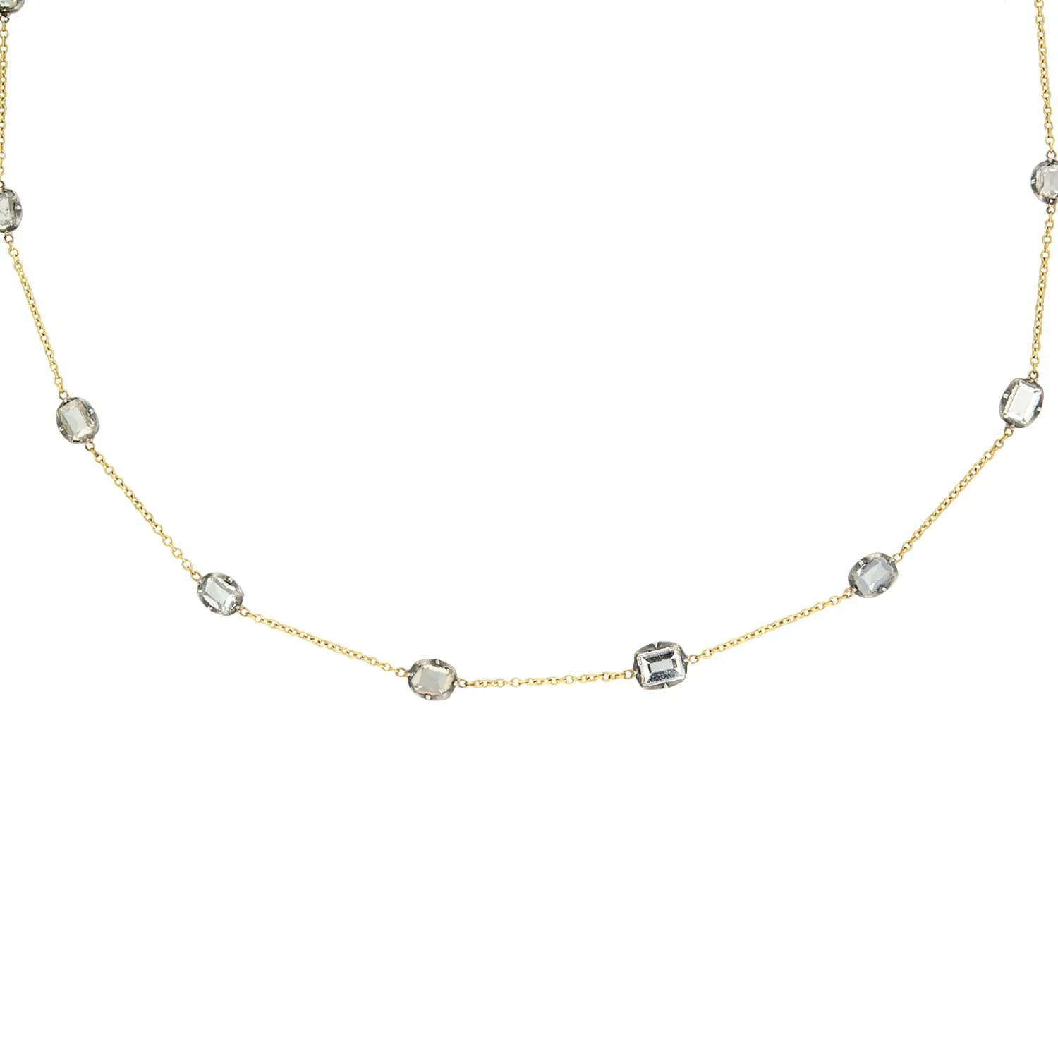 Georgian 14k/Sterling Silver Conversion Table Cut "Diamond by the Yard" Necklace 3 ctw