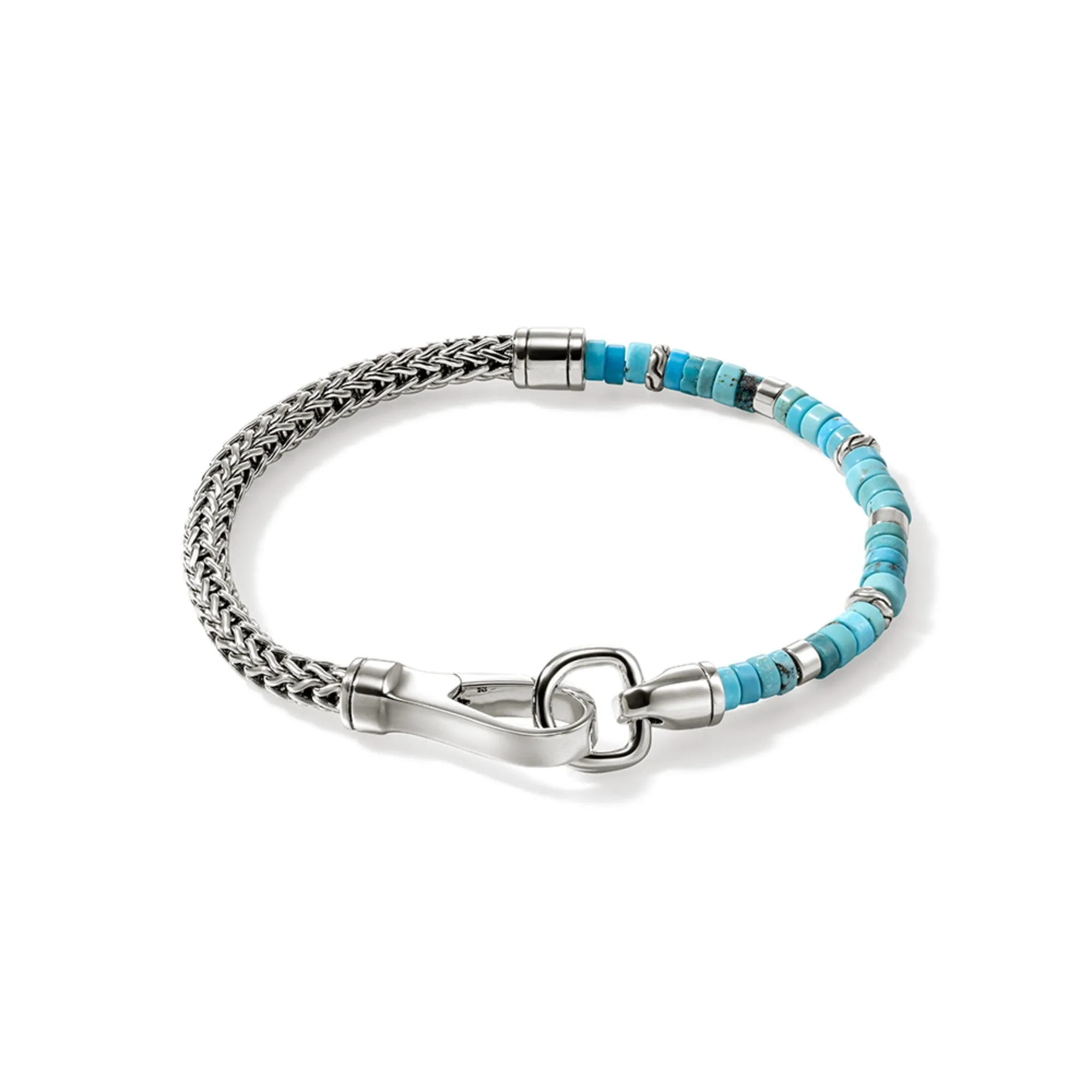 Heishi Chain Bracelet, Silver, Treated Turquoise