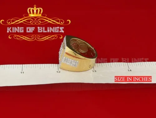 King Of Bling's 925 Silver Yellow Square 3.50ct Cubic Zirconia Men's Adjustable Ring Size 10 to 12