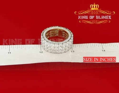 King Of Bling's 925 Sterling Yellow Silver 28.50ct Cubic Zirconia Eternity Men Ring Size 8