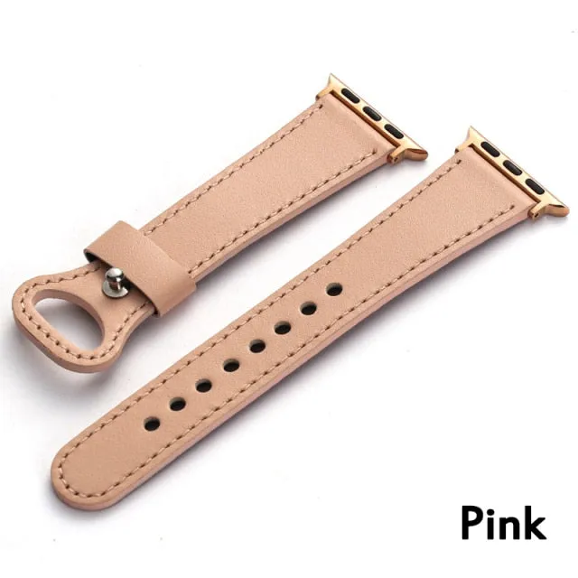 Leather Strap For Apple Watch Band Series 7 6 5 4 Correa Bracelet Accessories iWatch 38mm 40mm 41mm 42mm 44mm 45mm Wristband |Watchband|