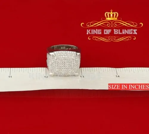 Men's White Silver 4.50ct Cubic Zirconia Square Adjustable Ring From SZ 9 to 11