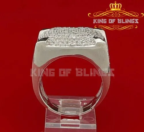 Men's White Silver 4.50ct Cubic Zirconia Square Adjustable Ring From SZ 9 to 11