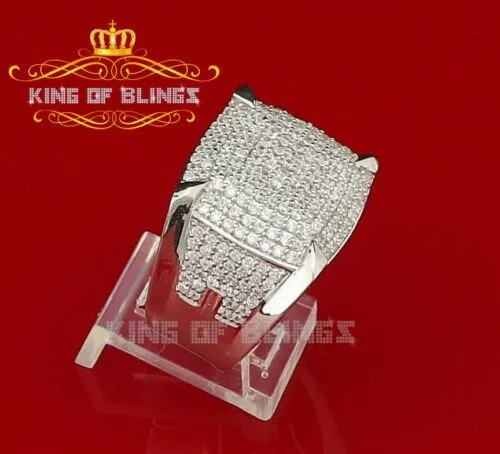 Men's White Silver 4.50ct Cubic Zirconia Square Adjustable Ring From SZ 9 to 11