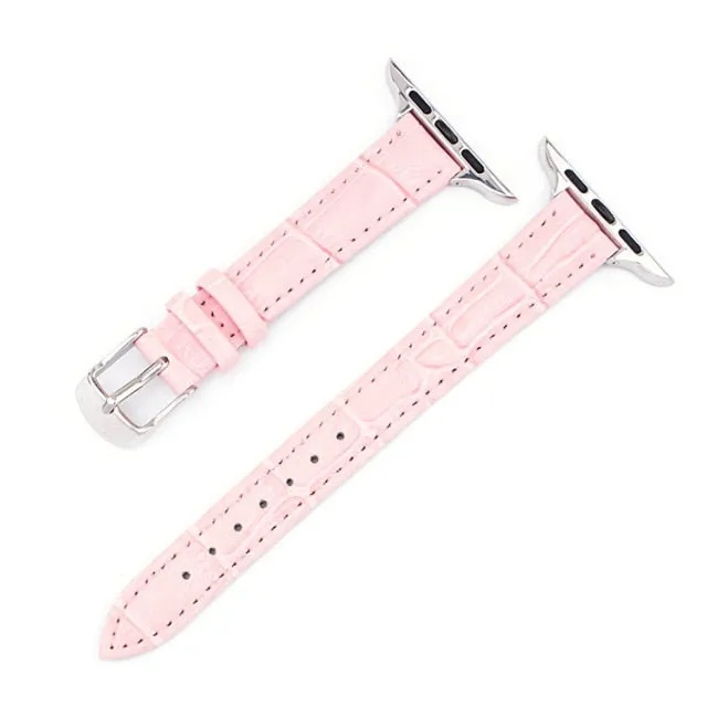 Slim Thin Leather Strap for Apple Watch Band Series Bracelet Strap Texture iWatch 38mm 40mm 41mm 42mm 44mm 45mm Lady Wristband |Watchbands|