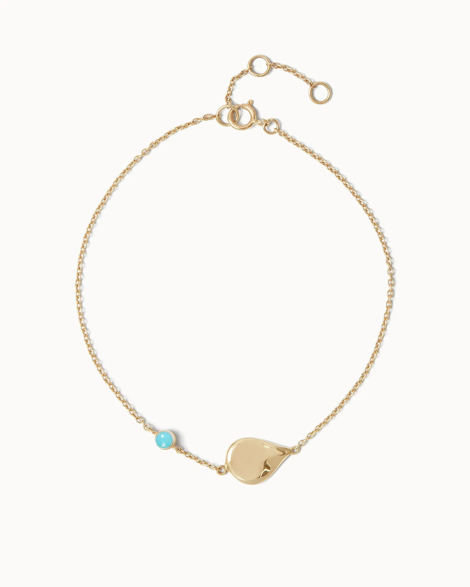 Solid Gold Turquoise December Birthstone Bracelet