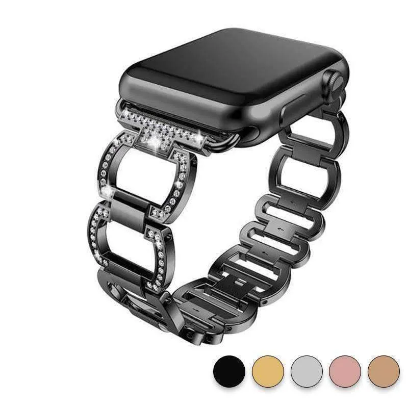 Stainless Steel, Bling Rhinestone Diamond Apple Watch Series